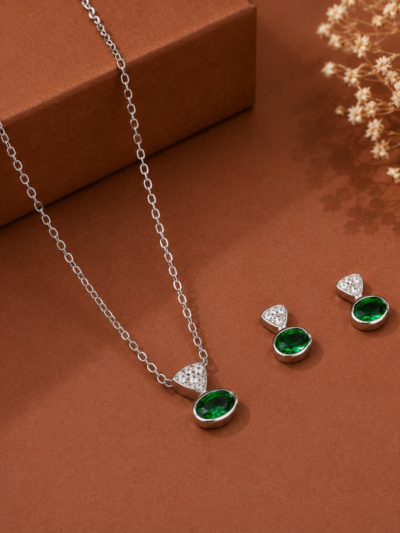 Emerald Lagoon Droplets Pendant Set