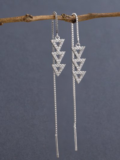 Crystal Chevron Threader Dangler Earring