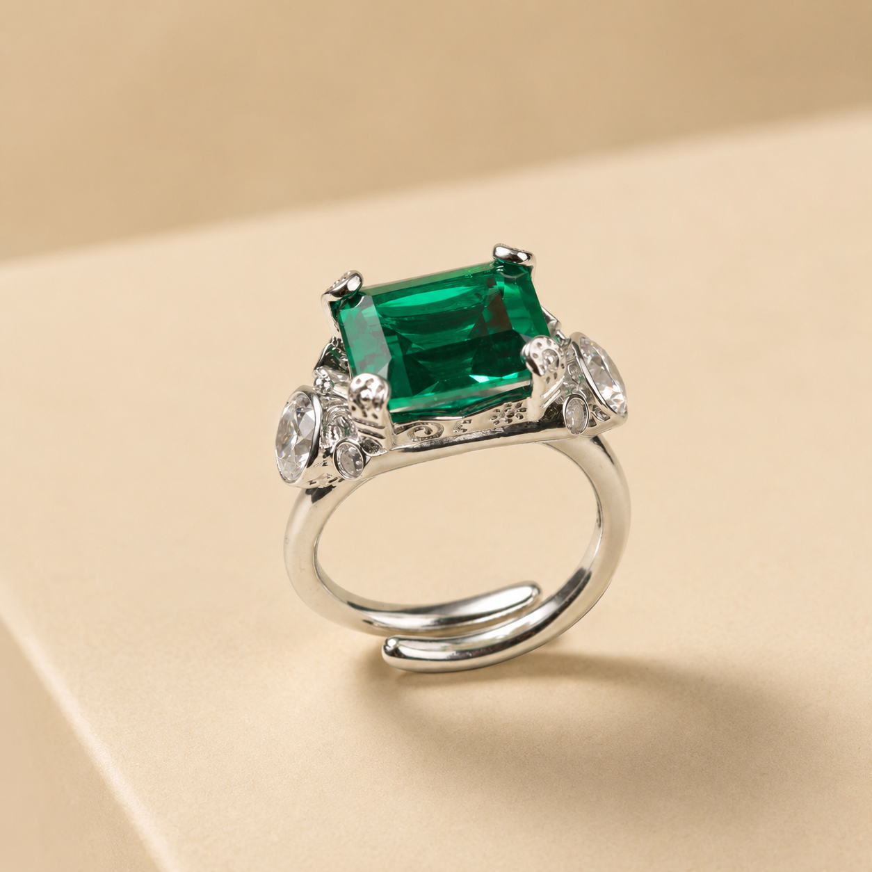 Spiral Bliss Emerald Ring