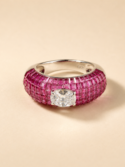 The Crimson Grid Ring
