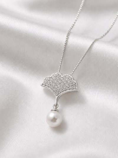 Ginkgo Pearl Drop Necklace