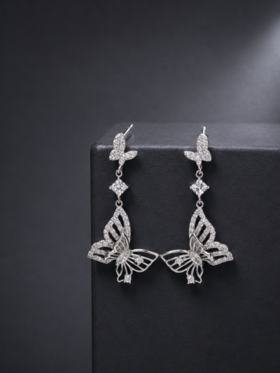 Sparkling Crystal Butterfly Dangler Earring