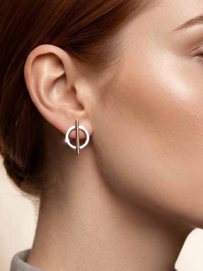 Modern Two-Tone Bar earring
