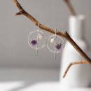 Natural Amethyst & Pearl Orbit Earring