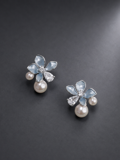 Pastel Blue Blossom Drop Earring