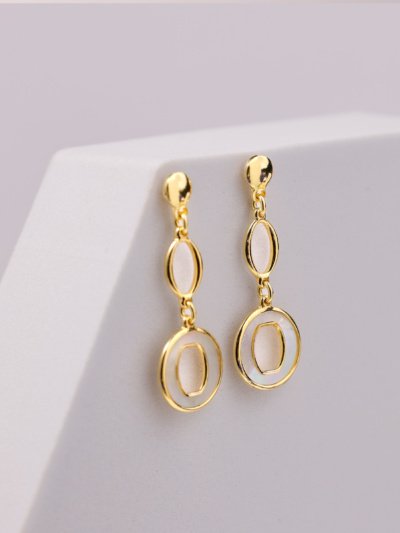 Geometric Mother of Pearl Dangler Earring