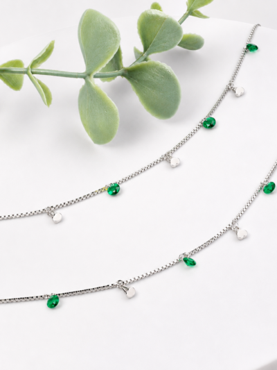 Nova Emerald Drop Anklet Pair