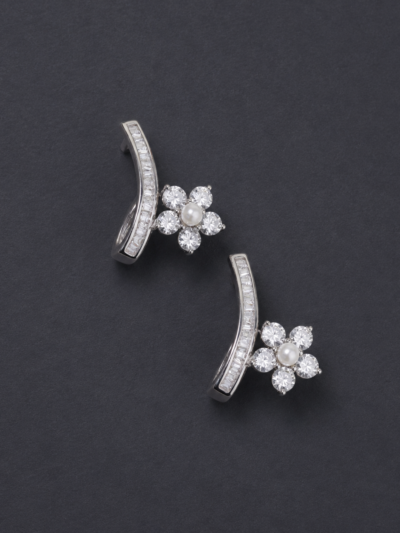 Floral Ribbon Crystal Drop Earring