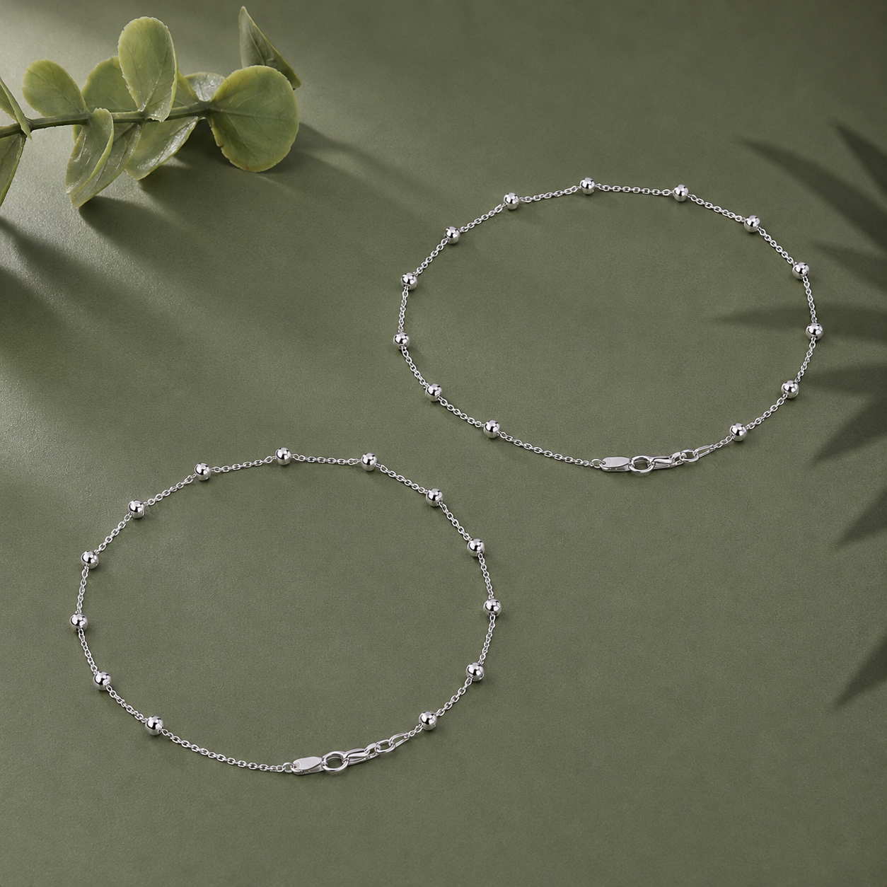 The Chloe Minimalist Bead Anklet Pair