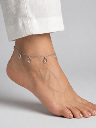 Pearlescent Drop Charm Anklet