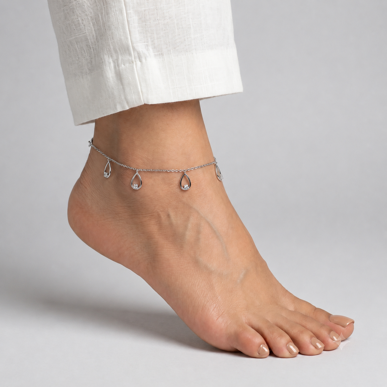 Pearlescent Drop Charm Anklet