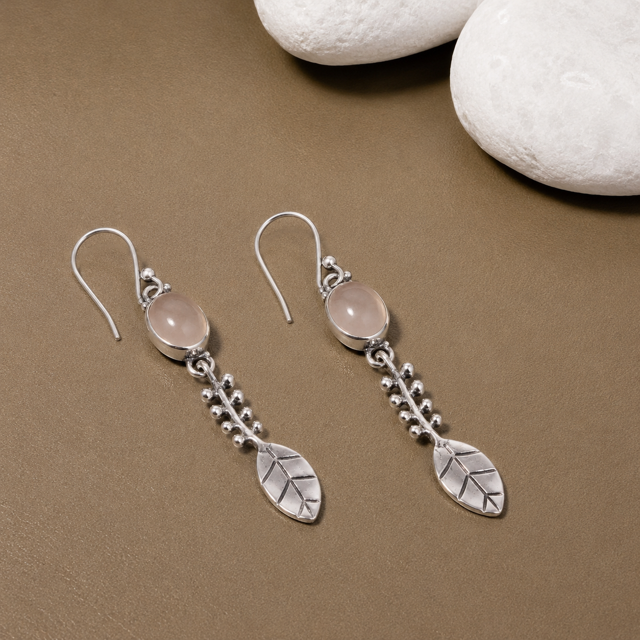 Rose Quartz Flora Drops Earring - Image 2