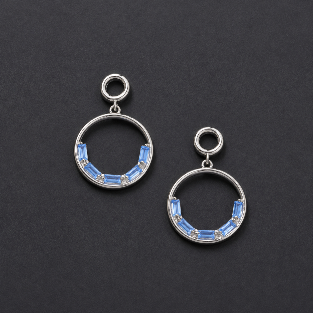 Azure Crystal Circle Drop Earring - Image 2