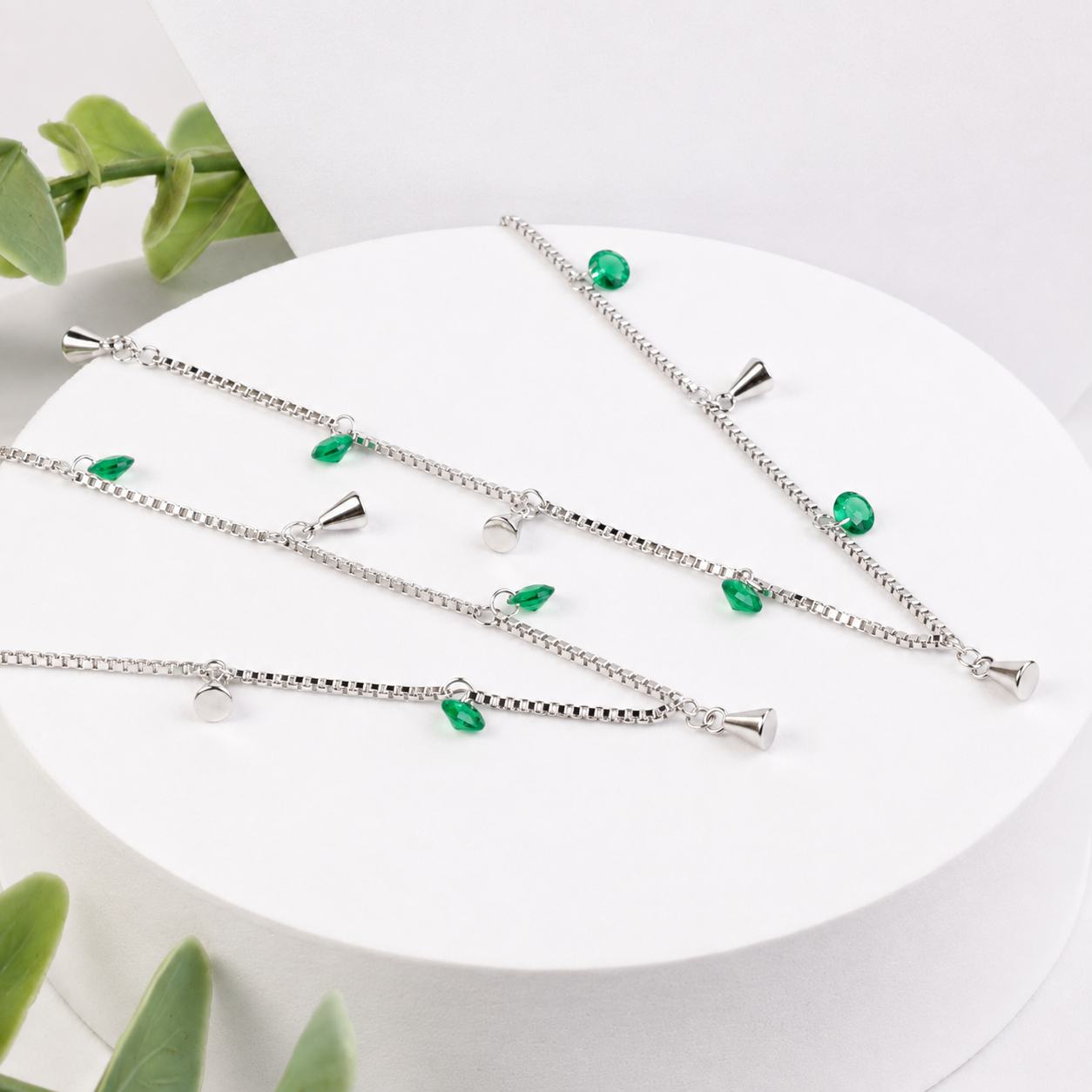 Nova Emerald Drop Anklet Pair - Image 2