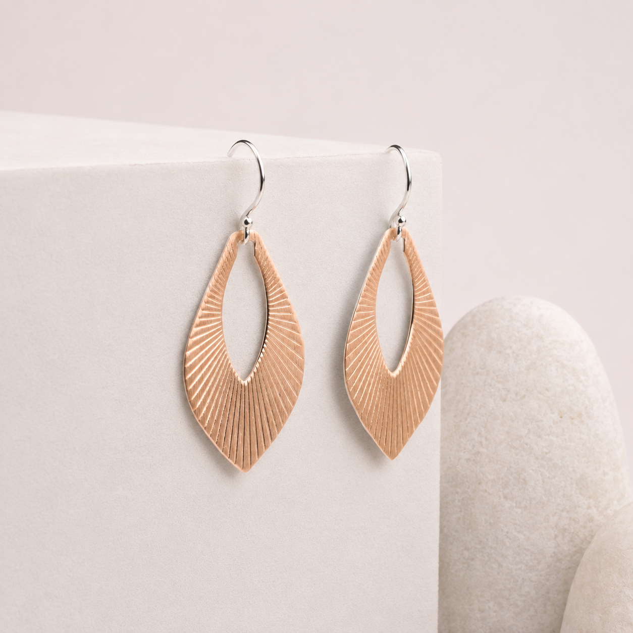 Textured Rose Leaf Dangler Earring - Image 2