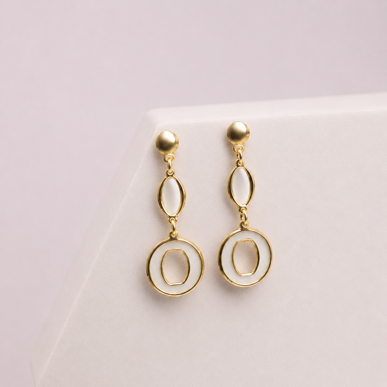 Geometric Mother of Pearl Dangler Earring - Image 3