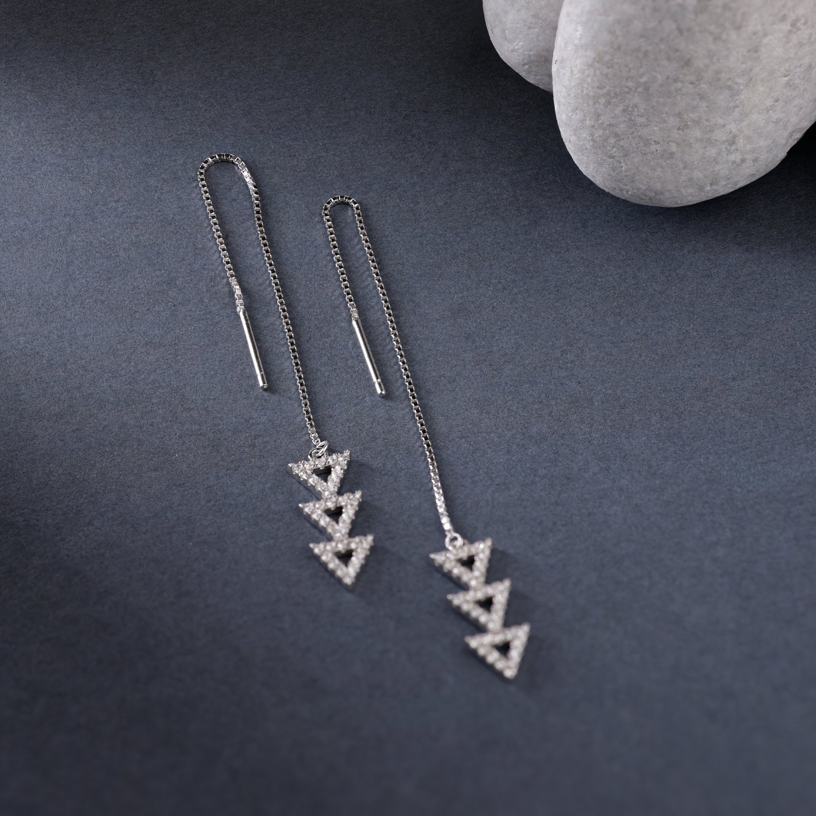 Crystal Chevron Threader Dangler Earring - Image 2