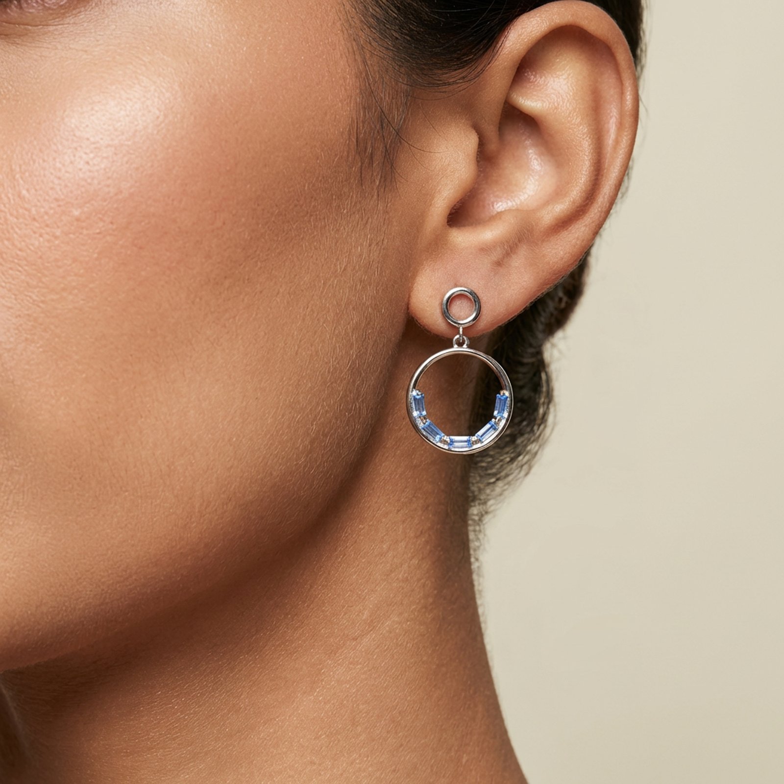 Azure Crystal Circle Drop Earring - Image 3