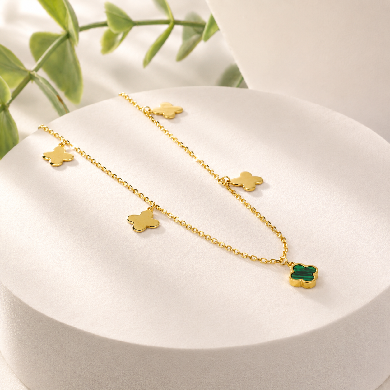 Floral Clover Charm Anklet - Image 3