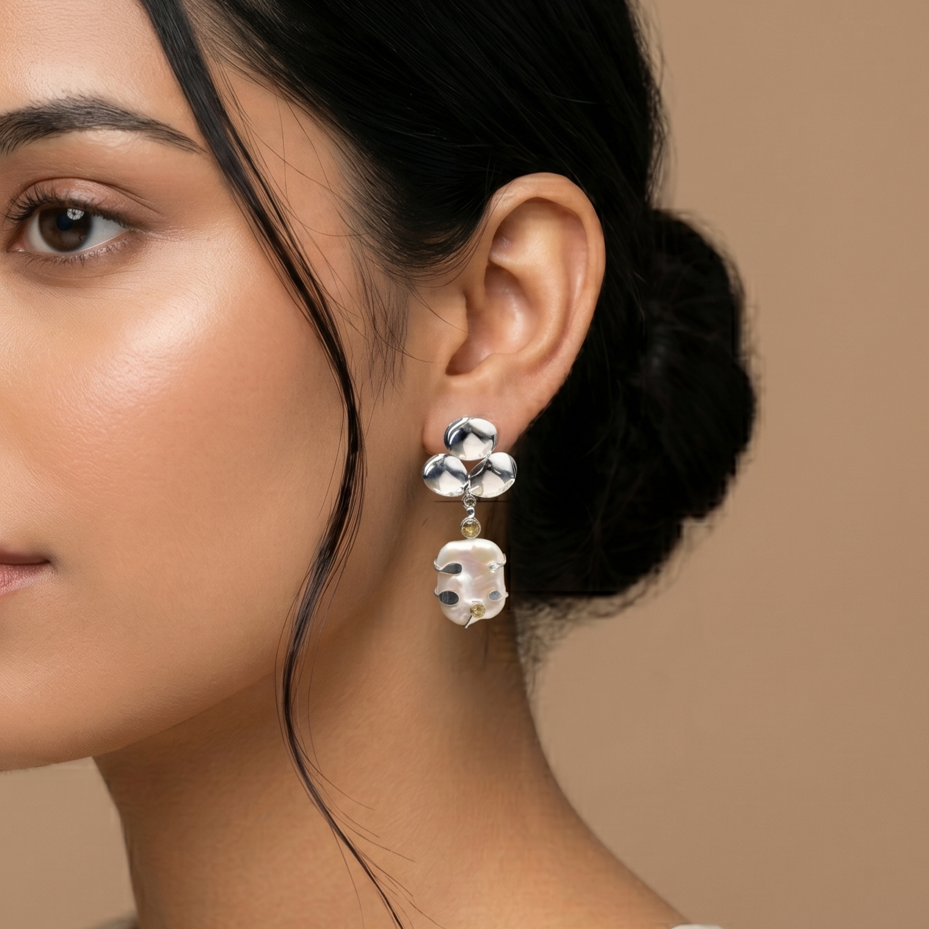 Ocean Mermaid Raw Pearl Earring - Image 4