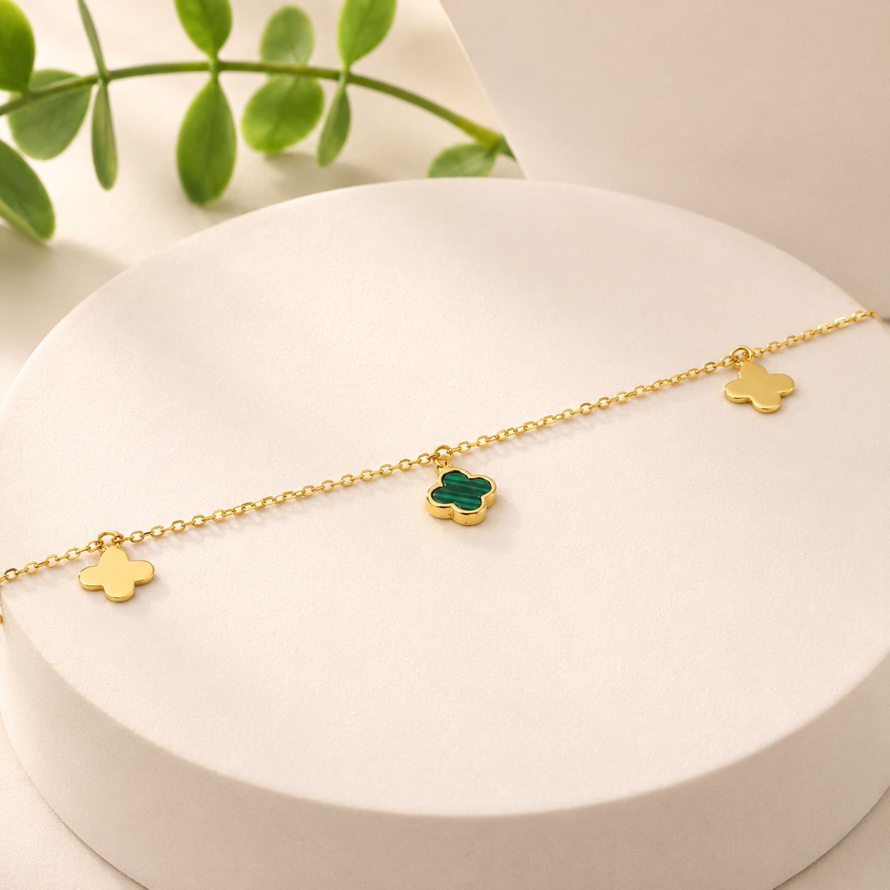 Floral Clover Charm Anklet - Image 2