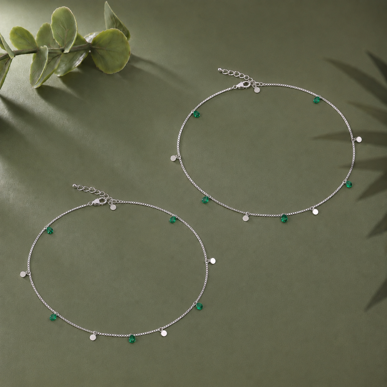 Nova Emerald Drop Anklet Pair - Image 4