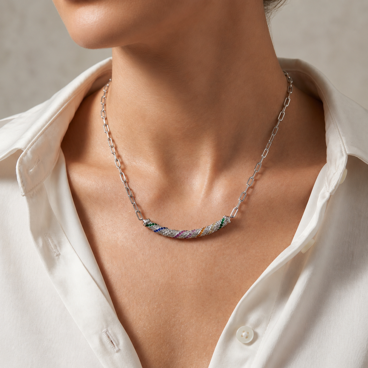 Celestial Rainbow Curve Necklace - Image 4