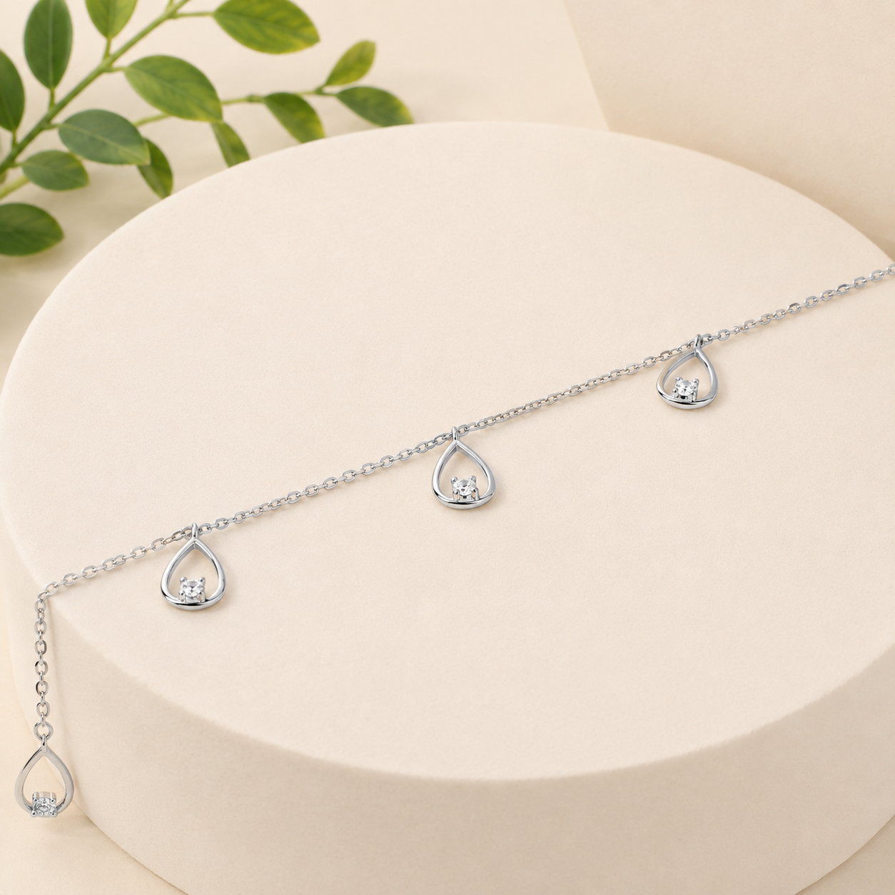 Pearlescent Drop Charm Anklet - Image 2