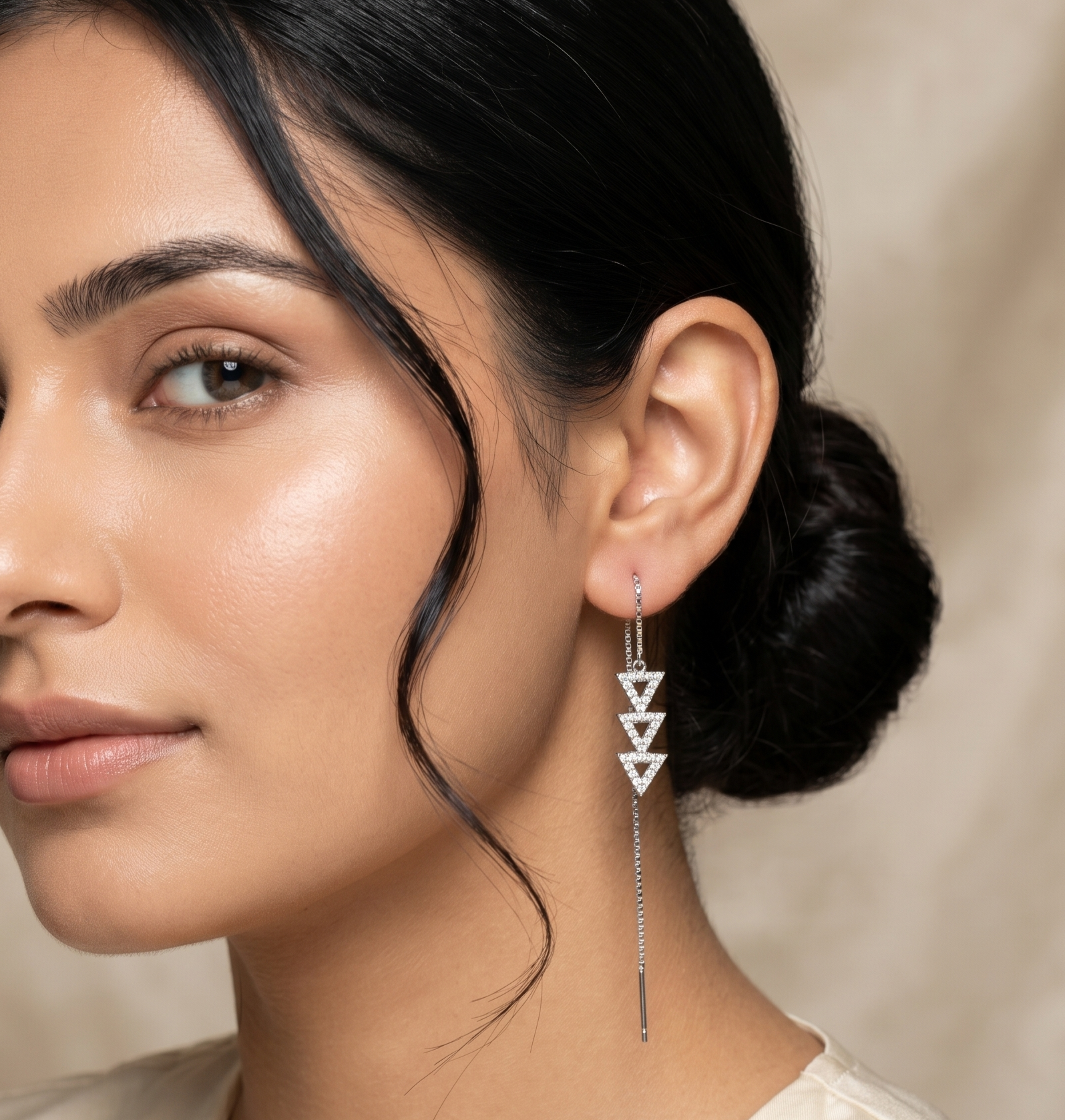 Crystal Chevron Threader Dangler Earring - Image 3