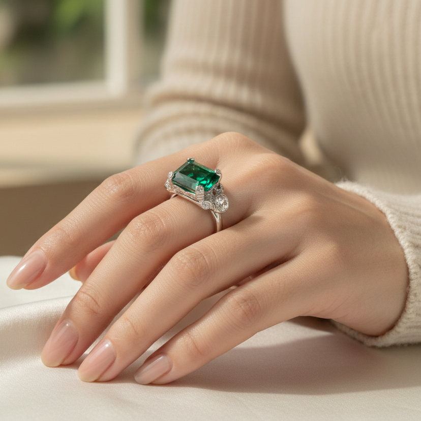 Spiral Bliss Emerald Ring - Image 4